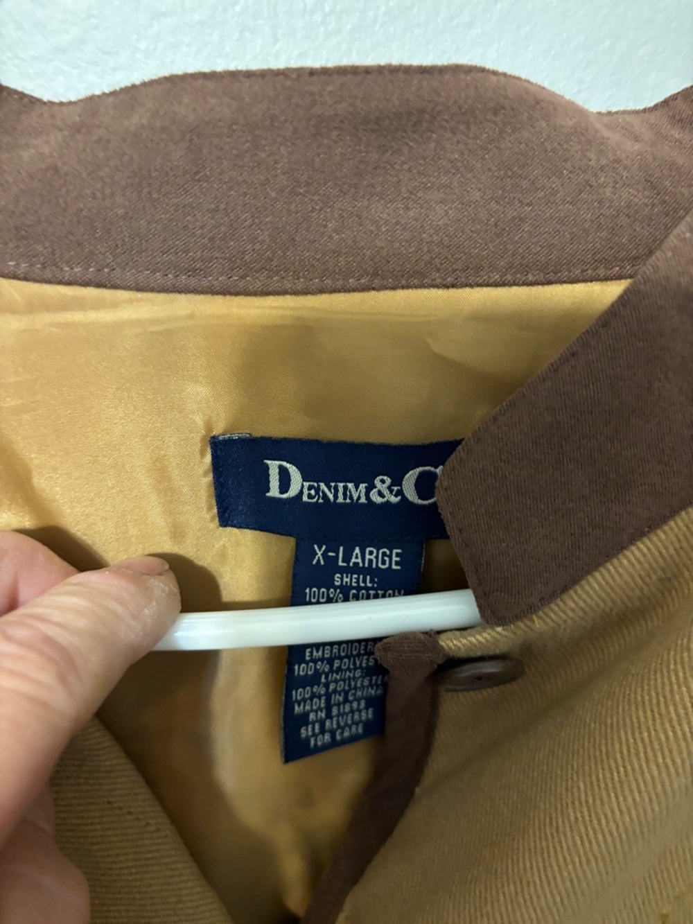 Denim & Co. Embroidered Tan Jacket with Brown Trim - Picture 10 of 13